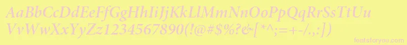 MinionproSemibolditsubh-fontti – vaaleanpunaiset fontit keltaisella taustalla