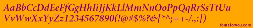 MinionproSemibolditsubh Font – Purple Fonts on Orange Background