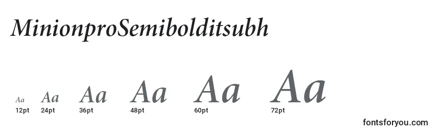 MinionproSemibolditsubh Font Sizes