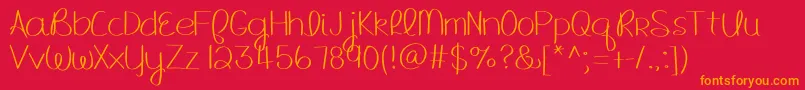 Mrfhellofall Font – Orange Fonts on Red Background