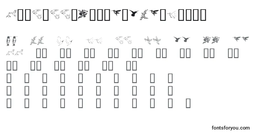 Czcionka KrReneesHummingbirdsTwo – alfabet, cyfry, specjalne znaki
