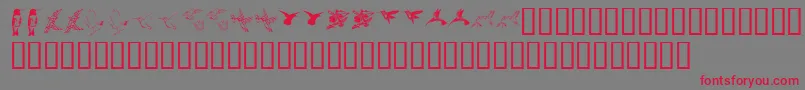 KrReneesHummingbirdsTwo Font – Red Fonts on Gray Background