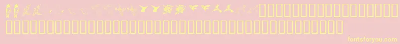 More about KrReneesHummingbirdsTwo Font KrReneesHummingbirdsTwo Font – Yellow Fonts on Pink Background