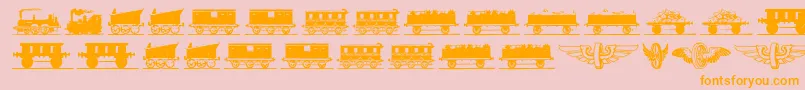 フォントEisenbahn – オレンジの文字がピンクの背景にあります。