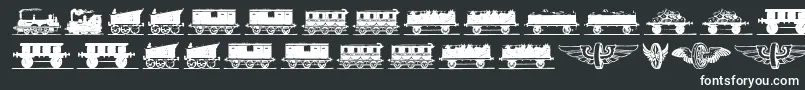 Eisenbahn-fontti – valkoiset fontit mustalla taustalla