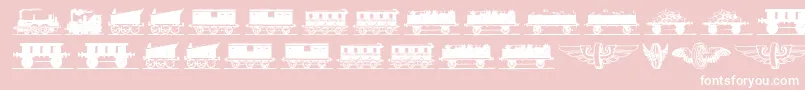 Eisenbahn-Schriftart – Weiße Schriften auf rosa Hintergrund