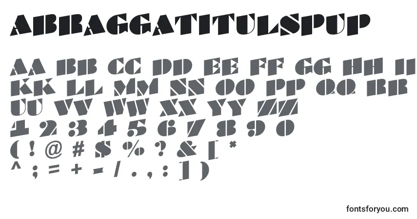 A fonte ABraggatitulspup – alfabeto, números, caracteres especiais
