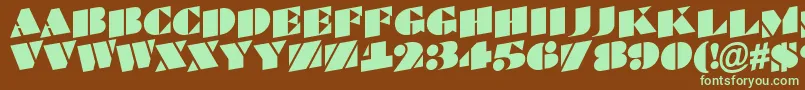 フォントABraggatitulspup – 緑色の文字が茶色の背景にあります。