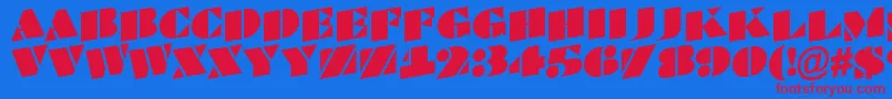 ABraggatitulspup-Schriftart – Rote Schriften auf blauem Hintergrund