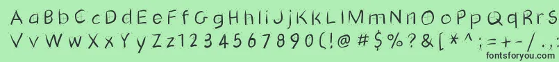 フォントGridscribblesswinging – 緑の背景に黒い文字