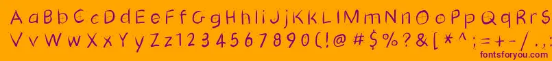 Gridscribblesswinging-Schriftart – Violette Schriften auf orangefarbenem Hintergrund