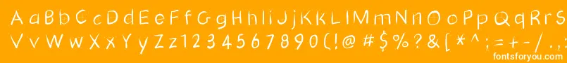 Gridscribblesswinging-Schriftart – Weiße Schriften auf orangefarbenem Hintergrund