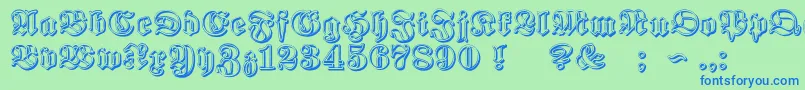 ProclamateRibbon-Schriftart – Blaue Schriften auf grünem Hintergrund