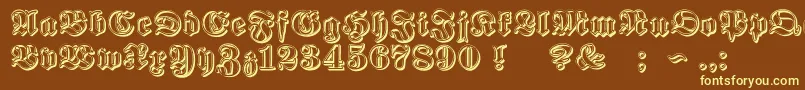 Weitere Informationen zur ProclamateRibbon-Schriftart ProclamateRibbon-Schriftart – Gelbe Schriften auf braunem Hintergrund