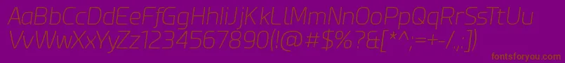 EsphimereExtraLightItalic-Schriftart – Braune Schriften auf violettem Hintergrund