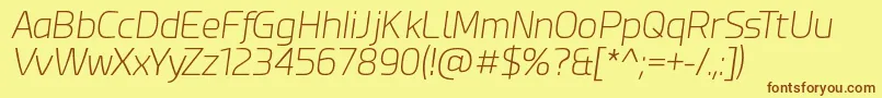 EsphimereExtraLightItalic-fontti – ruskeat fontit keltaisella taustalla