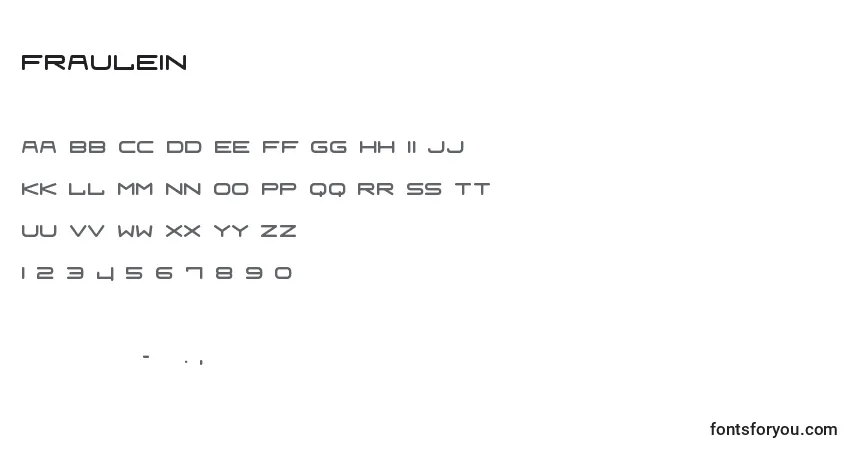 A fonte Fraulein – alfabeto, números, caracteres especiais