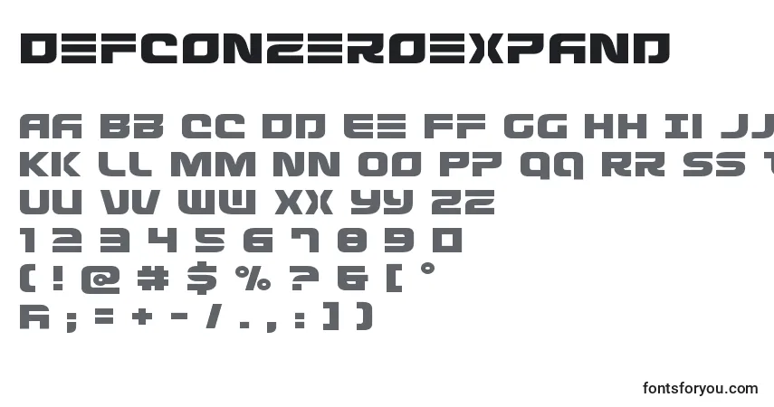 Schriftart Defconzeroexpand – Alphabet, Zahlen, spezielle Symbole