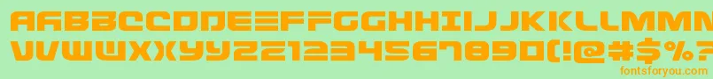 フォントDefconzeroexpand – オレンジの文字が緑の背景にあります。