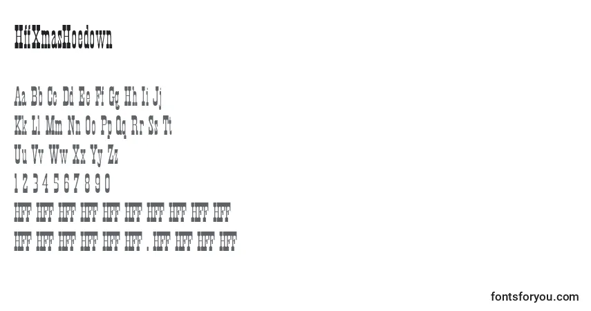 Schriftart HffXmasHoedown – Alphabet, Zahlen, spezielle Symbole