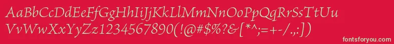 BriosoproLightit Font – Green Fonts on Red Background