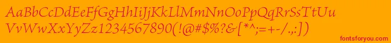 フォントBriosoproLightit – オレンジの背景に赤い文字