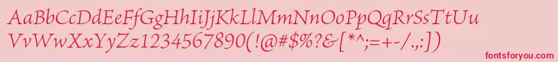 BriosoproLightit-Schriftart – Rote Schriften auf rosa Hintergrund