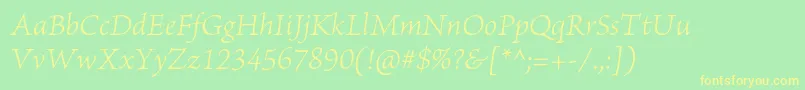 BriosoproLightit Font – Yellow Fonts on Green Background