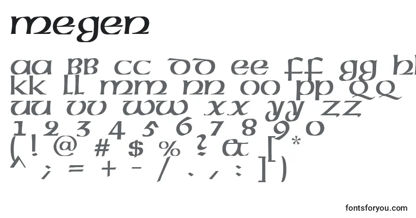 A fonte Megen – alfabeto, números, caracteres especiais