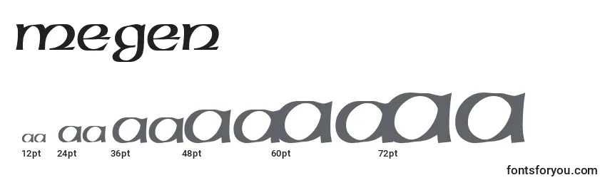 Размеры шрифта Megen