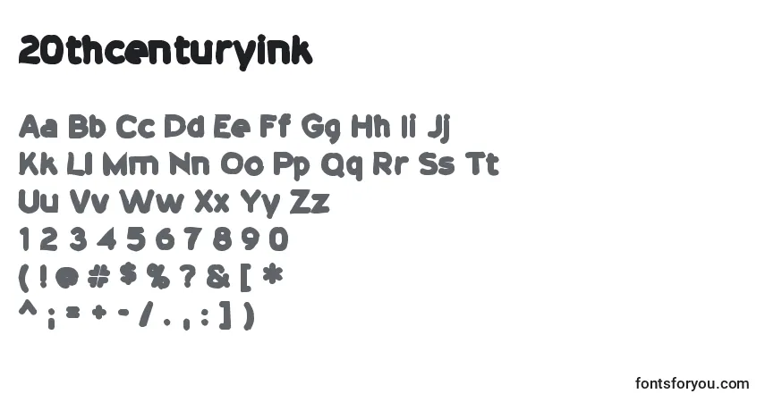 Schriftart 20thcenturyink – Alphabet, Zahlen, spezielle Symbole