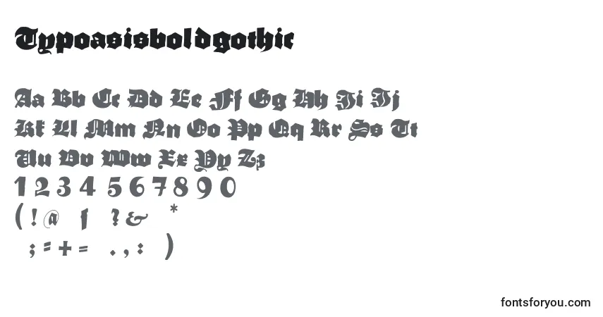 A fonte Typoasisboldgothic – alfabeto, números, caracteres especiais