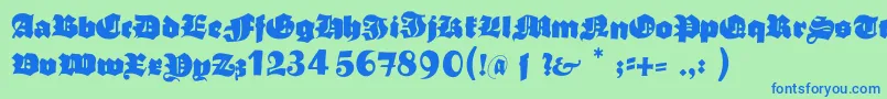 Typoasisboldgothic Font – Blue Fonts on Green Background