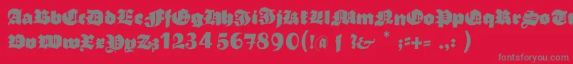 Typoasisboldgothic-fontti – harmaat kirjasimet punaisella taustalla