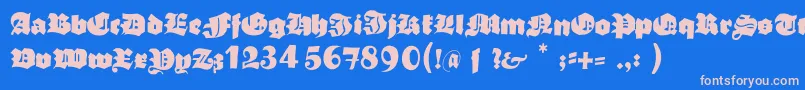 Typoasisboldgothic-fontti – vaaleanpunaiset fontit sinisellä taustalla
