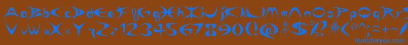 RikyDepredadorNormal Font – Blue Fonts on Brown Background
