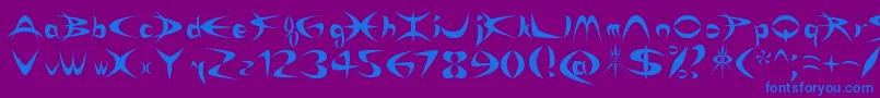 フォントRikyDepredadorNormal – 紫色の背景に青い文字