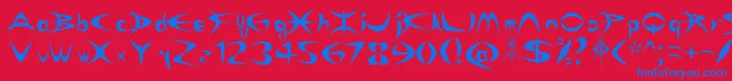 フォントRikyDepredadorNormal – 赤い背景に青い文字