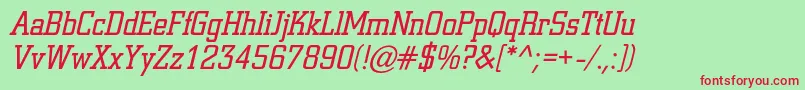 ColiseumcItalic-Schriftart – Rote Schriften auf grünem Hintergrund