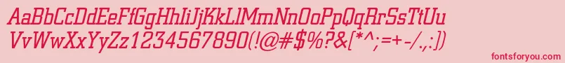 Fonte ColiseumcItalic – fontes vermelhas em um fundo rosa