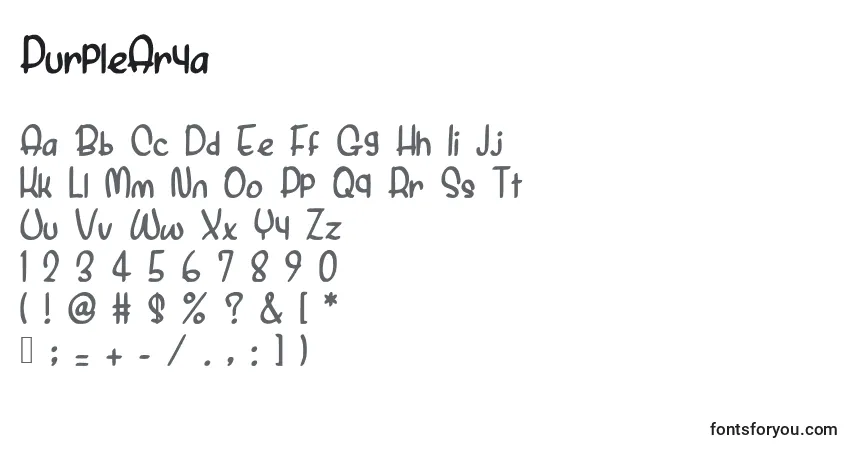Czcionka PurpleArya – alfabet, cyfry, specjalne znaki