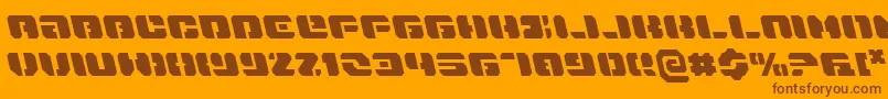 DanStargateLeftalic-Schriftart – Braune Schriften auf orangefarbenem Hintergrund