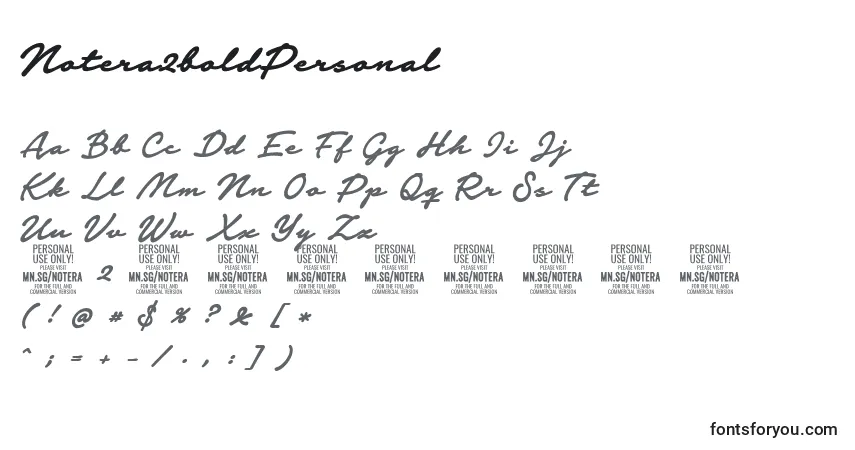 Czcionka Notera2boldPersonal – alfabet, cyfry, specjalne znaki