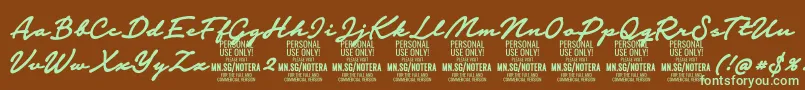 Notera2boldPersonal Font – Green Fonts on Brown Background