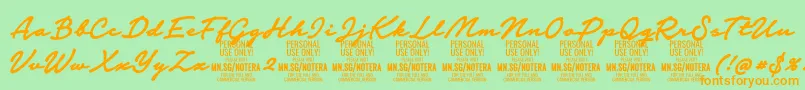 Notera2boldPersonal Font – Orange Fonts on Green Background