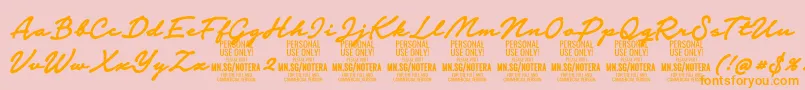 Notera2boldPersonal Font – Orange Fonts on Pink Background