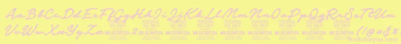 Notera2boldPersonal Font – Pink Fonts on Yellow Background