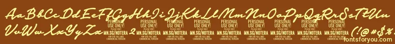 Notera2boldPersonal Font – Yellow Fonts on Brown Background