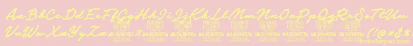 Notera2boldPersonal-Schriftart – Gelbe Schriften auf rosa Hintergrund