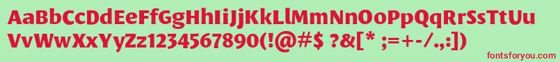 フォントLeksasansproExtrabold – 赤い文字の緑の背景